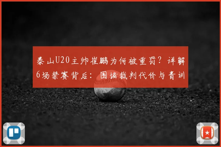 泰山U20主帅崔鹏为何被重罚？详解6场禁赛背后：围堵裁判代价与青训教练行为规范